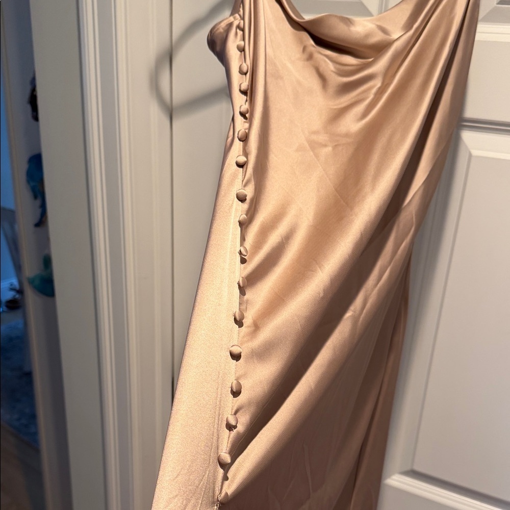 Urban Outfitters Satin Cowl Slip Dress - Taupe - Picture 2 of 7